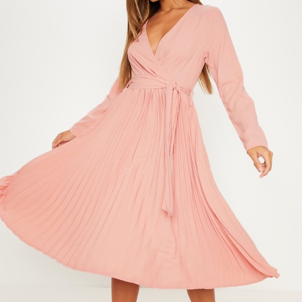 Rose Pleated Midi Dress